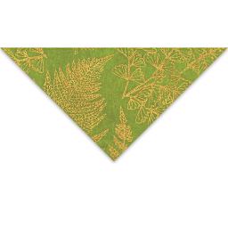Screenprinted Lokta Paper - Leaves, Olive and Gold, 20'' x 30''