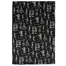 Lokta Paper - Dancing Skeletons, Silver and Black, 20'' x 30''