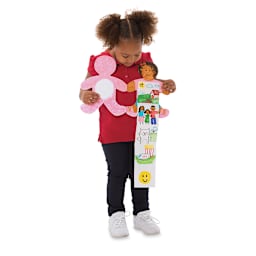 Roylco All About Me Books - Child holding finished book with fold-out pages
