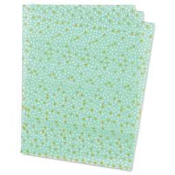 DecoPatch Decorative Papers - White/Gold Whimsical Leaves on Green, Pkg of 3, 12" x 16"