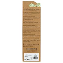 DecoPatch Decorative Papers - Gold/Blue Speckles on Green, Pkg of 3, 12" x 16" back of packaging