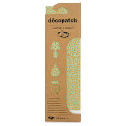 DecoPatch Decorative Papers - Gold/Blue Speckles on Green, Pkg of 3, 12" x 16" front of packaging