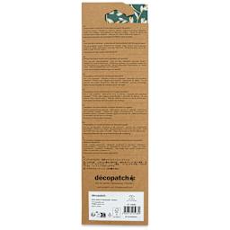 DecoPatch Decorative Papers - Blue Foil Leaves, Pkg of 3, 12" x 16" back of packaging