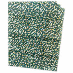 DecoPatch Decorative Papers - Blue Foil Leaves, Pkg of 3, 12" x 16"