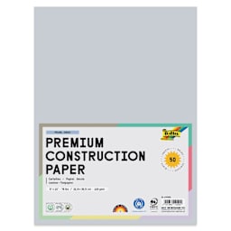 Folia Premium Construction Paper - Pkg of 50, Pearl Gray, 9" x 12", front of packaging