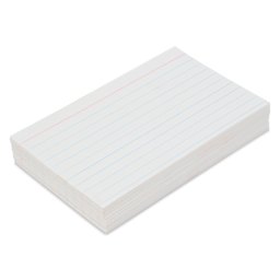 Pacon Index Cards - Pkg of 100, White, 3" x 5", Ruled, stacked