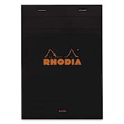 Rhodia Top-Stapled Notepad - Black, Blank, 6" x 8-1/4" (front)