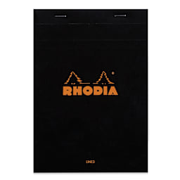Rhodia Classic Staplebound Notebook - Black, 8-1/4" x 6", Ruled, front of notebook