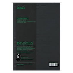 Rhodia Greenpad Notepad - Grid, Black, 8-1/4" x 11-3/4", back cover