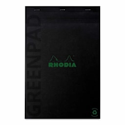 Rhodia Greenpad Notepad - Lined, Black, 8-1/4" x 11-3/4"