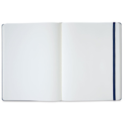 Moleskine Classic Hardcover Notebook - Navy, Blank, 9-3/4" x 7-1/2" (open to show paper)