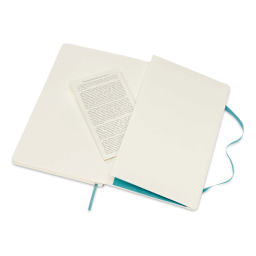 Moleskine Classic Soft Cover Notebook - Reef Blue, Ruled, 8-1/4" x 5" (showing the pocket)