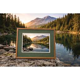 Crescent Berkeley Cream Core Matboard - framed landscape artwork with landscape background.