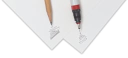 Strathmore 500 Series Bristol - Corners of 2 sheets and pencil and pen, to show color, texture
