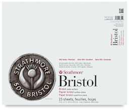 Strathmore 500 Series Bristol Pads - Top view of Front cover of 14" x 17" pad, Plate Surface