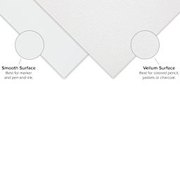 Smooth surface. Best for markers, pens, and ink. Vellum surface. Best for colored pencils, oil pastels, or charcoal.
