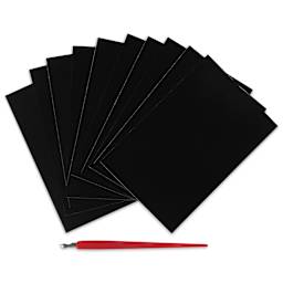 Essdee Black Pre-Inked Scraperboard - Pkg of 10, 4" x 6"