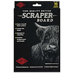 Essdee Black Pre-Inked Scraperboard - Pkg of 10, 6" x 9" - front of packaging