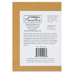 Guerrilla Painter Carton Plein Air Panel Pack - 5" x 7" x 1/32", Pkg of 6 back of packaging