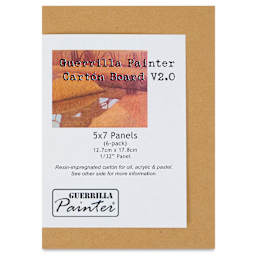 Guerrilla Painter Carton Plein Air Panel Pack - 5" x 7" x 1/32", Pkg of 6 front of packaging