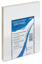 American Easel Gessoed Wood Painting Panels - Angled view of Flat panel profile with label