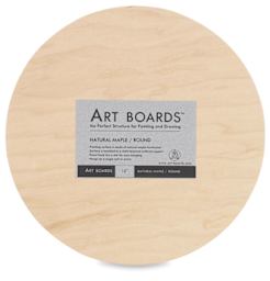 Art Boards Natural Maple Panels - Front view of Round panel with label