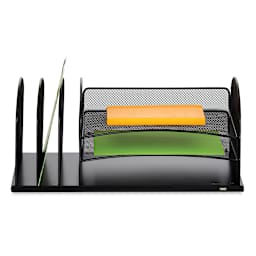 Powered Onyx Desk Organizers - Front view of 3 Tray/3 File slot Organizer