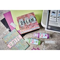 Sizzix 3-D Texture Fades Embossing Folder - Magic Mesh by Seth Apter applied to various completed projects