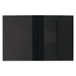 Cachet Deluxe Portfolio With Flaps - 9" x 12", Black, open