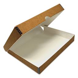 Lineco Folio Archival Storage Box - Tan, Faux Leather, 9" x 12", open