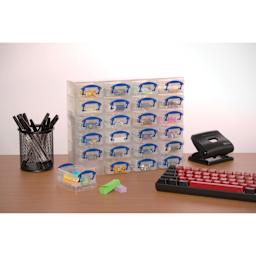 Desktop Craft Organizer - Clear, 24 Boxes on a desk with office supplies,  supplies not included