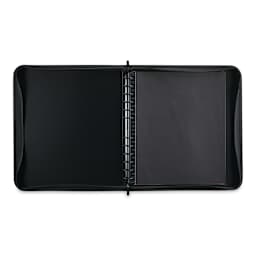 Itoya ProFolio Zipper Binder - Open binder showing five empty protector sleeves