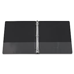 Economy Round Ring View Binders - 1" Black Binder open and laying flat