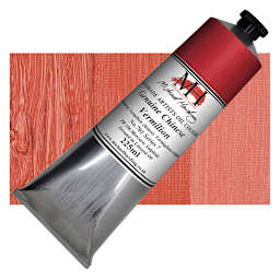 Michael Harding Artists Oil Paint - Genuine Chinese Vermilion, 250 ml tube and swatch