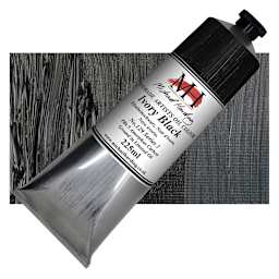 Michael Harding Artists Oil Paint - Ivory Black, 225 ml tube and swatch
