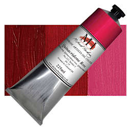 Michael Harding Artists Oil Paint - Quinacridone Rose, 225 ml tube and swatch