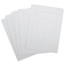 Pre-Cut Mat Frames - White, 8" x 11" (5" x 8" Artwork Size), Pkg of 6, Oval