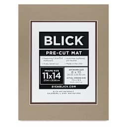 Blick Double Mat - Umbra / Weatherwood, 11" x 14" (7-1/2" x 9-1/2" Opening), packaging