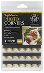 Lineco Archival Mounting Corners - Front view of package of 252 Gold corners