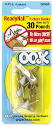 Ook ReadyNail Conventional Picture Hangers - Front of blister package of 4 30 lb hangers