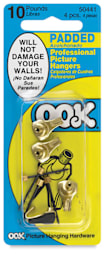 Ook Padded Pro Picture Hangers - Front of blister package of 4 pc 10 lb capacity hangers