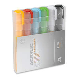 Montana Acrylic Markers - Set of 6, Assorted Colors, Fine Point