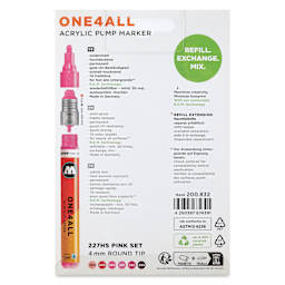 Molotow One4All Acrylic Markers - Set of 6, Pink Colors, 4 mm, back of packaging