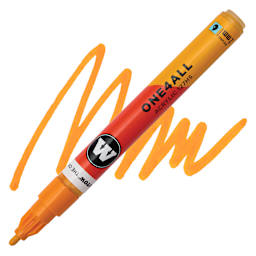 Molotow One4All Acrylic Marker - 2 mm Tip, Light Orange, Bullet Tip, swatch and marker