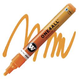 Molotow One4All Acrylic Marker - 4 mm Tip, Neon Orange Fluorescent, Bullet Tip marker and swatch