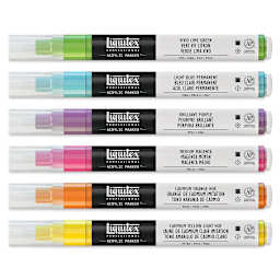 Liquitex Paint Marker - Vibrant Colors, Set of 6, markers laid out