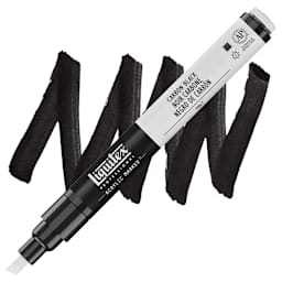 Liquitex Paint Marker - Carbon Black, 2mm Tip marker and swatch