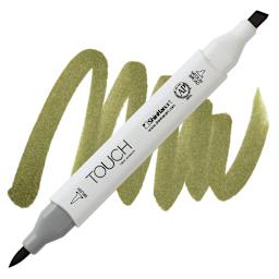 ShinHan Touch Twin Brush Marker - Olive Green Dark Y225 marker and swatch