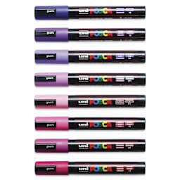 Posca Paint Markers - Set of 8, Purple Shade Colors, Medium Bullet Tip, cap on