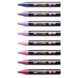 Posca Paint Markers - Set of 8, Purple Shade Colors, Medium Bullet Tip, cap off